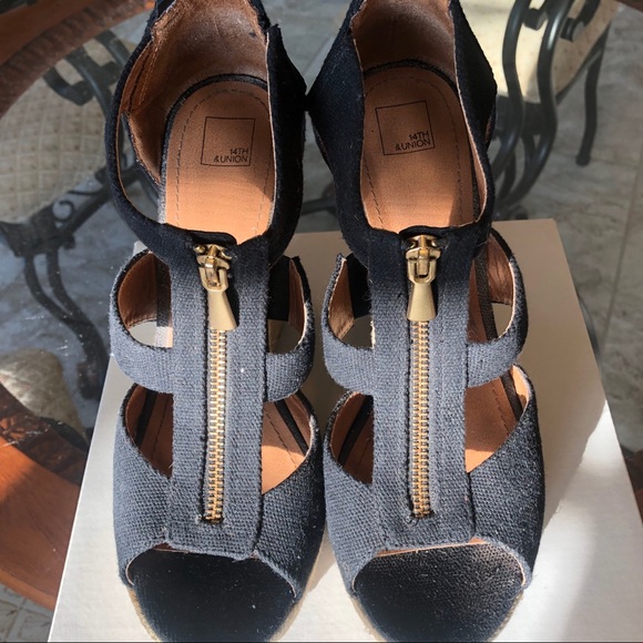 14th & Union Thea Espadrille Wedge Sandal - Black - Picture 2 of 5